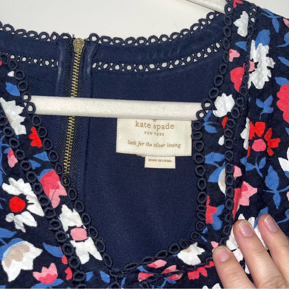 Kate Spade Daisy Jacquard Floral Blue Pink Red Sheath Dress - Picture 4 of 6